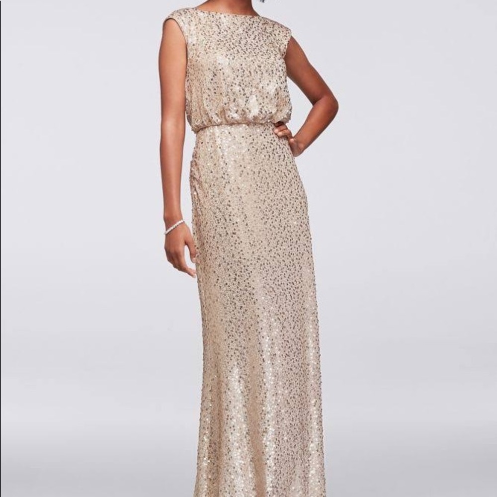Bridesmaid dress - sequin - gold - long - …
